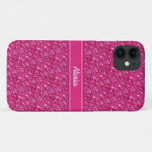 Moderne glinsterende roze met riem & naam tekst Case-Mate iPhone case (Achterkant (horizontaal))