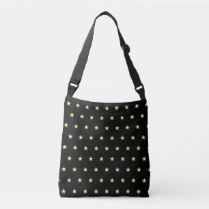 Moderne glinsterende sterrenprint op zwart crossbody tas