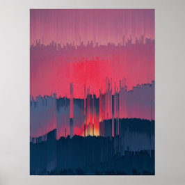 Moderne Glitch Horizon Wandkunst Poster