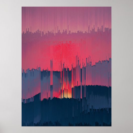 Moderne Glitch Horizon Wandkunst Poster (Voorkant)