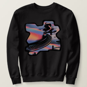 Moderne Glitch Stijl Draaitafel – Kleurrijk Design Trui