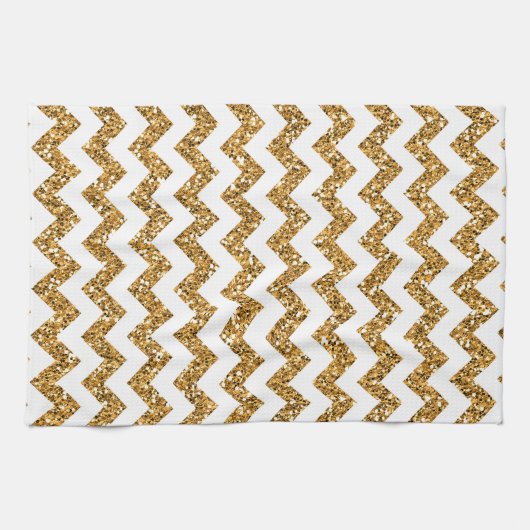 Moderne Glitt Chevron Print Keuken Dish Handdoek (Horizontaal)