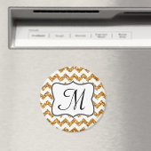 Moderne Glitte Chevron Monogram Initiaal Magneet (Insitu (Vaatwasser))