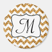 Moderne Glitte Chevron Monogram Initiaal Magneet (Voorkant)