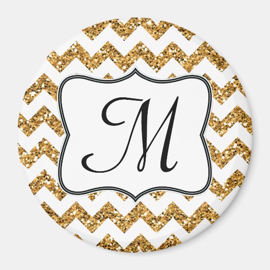 Moderne Glitte Chevron Monogram Initiaal Magneet (Voorkant)