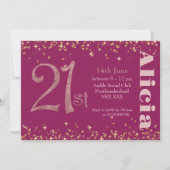 Moderne Glitter 21e Verjaardagsfeest Elegante Typo Kaart (Voorkant)