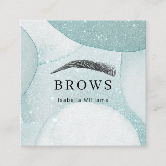 Moderne Glitter Augenbrauen Visitenkarte Square Bu Vierkante Visitekaartje (Voorkant)
