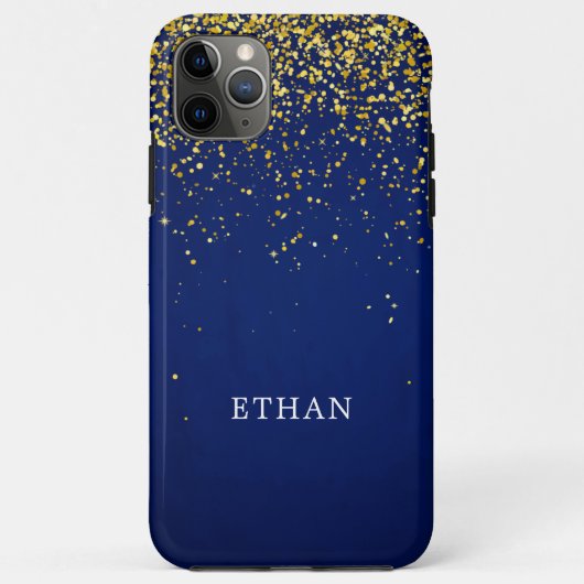 Moderne Glitter Blauwe Patroon Case-Mate iPhone Case (Achterkant)