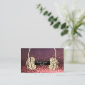 Moderne Glitter Bokeh, Glitter Hoofdtelefoon DJ Visitekaartje (Staand voorkant)
