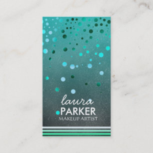 Moderne Glitter Bokeh Make-up Artiest Groen Visitekaartje