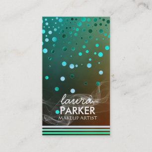 Moderne Glitter Bokeh Make-up Artiest Groen Visitekaartje