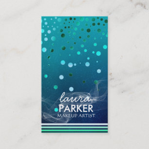 Moderne Glitter Bokeh Make-up Artiest Groen Visitekaartje