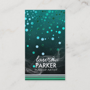 Moderne Glitter Bokeh Make-up Artiest Groen Visitekaartje