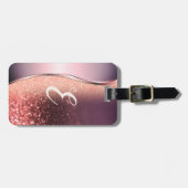 Moderne Glitter Bokeh, Monogram Bagagelabel (Voorkant horizontaal)