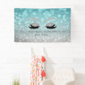 Moderne Glitter Bokeh, Zilveren Glitter Nep Wimper Spandoek (Insitu)