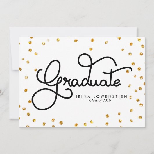 Moderne Glitter Confetti Graduate Typografie Scrip Kaart (Voorkant)