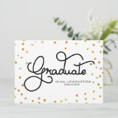 Moderne Glitter Confetti Graduate Typografie Scrip Kaart (Staand voorkant)