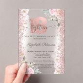 Moderne Glitter Confetti Roos Gold 18e verjaardag Acryl Uitnodigingen (Insitu (Draagbaar))