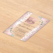 Moderne Glitter Confetti Roos Gold 18e verjaardag Acryl Uitnodigingen (Laagn)