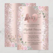 Moderne Glitter Confetti Roos Gouden Rozen 40ste Kaart (Voorkant / Achterkant)