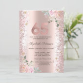 Moderne Glitter Confetti Roos Gouden Rozen 65e Kaart (Staand voorkant)