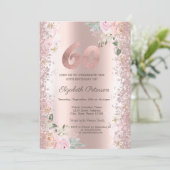 Moderne Glitter Confetti Roze Goud Rozen 60ste Kaart (Staand voorkant)