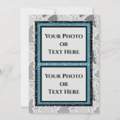 Moderne Glitter Deer Blue, Grey & Black Flat Kaart (Achterkant)