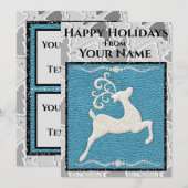 Moderne Glitter Deer Blue, Grey & Black Flat Kaart (Voorkant / Achterkant)