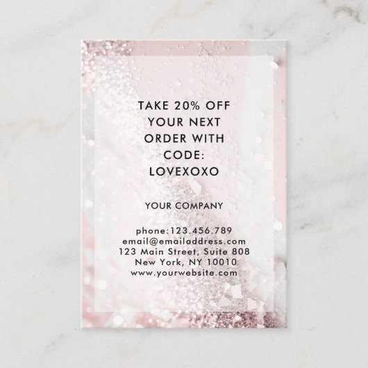 Moderne Glitter Discount Card Kortingskaartje (Voorkant)