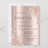 Moderne Glitter Drift Roos Gold Bachelorette Party Kaart (Voorkant)