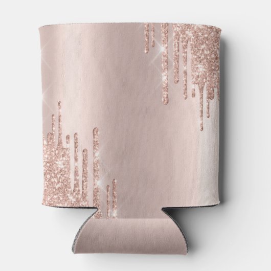 Moderne Glitter Drift Roos Gold Monogram Blikjeskoeler (Achterkant)