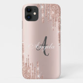 Moderne Glitter Drift Roos Gold, monogram Case-Mate iPhone Case (Achterkant)