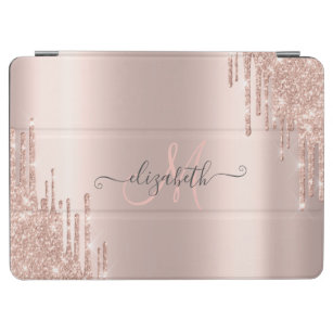 Moderne Glitter Drift Roos Gold Monogram iPad Air Cover