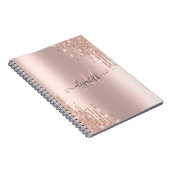 Moderne Glitter Drift Roos Gold Monogram Notitieboek (Rechterzijde)