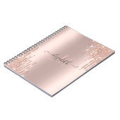 Moderne Glitter Drift Roos Gold Monogram Notitieboek (Linkerzijde)