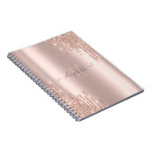 Moderne Glitter Drift Roos Gold Monogram Notitieboek (Rechterzijde)