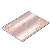 Moderne Glitter Drift Roos Gold Monogram Notitieboek (Linkerzijde)