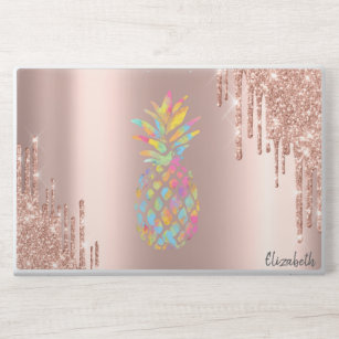 Moderne Glitter Drift Roos Gold Pineappel HP Laptopsticker