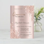 Moderne Glitter Drift Roos Gold Quinceañera Kaart (Staand voorkant)