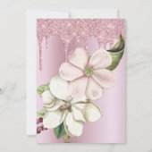 Moderne Glitter Drift Roos Gold Wedding Kaart (Achterkant)