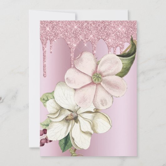 Moderne Glitter Drift Roos Gold Wedding Kaart (Achterkant)