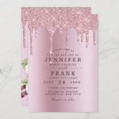 Moderne Glitter Drift Roos Gold Wedding Kaart (Voorkant / Achterkant)