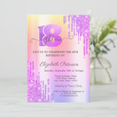 Moderne Glitter-drift Violet 18th Birthday Kaart (Staand voorkant)