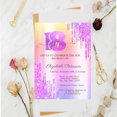 Moderne Glitter-drift Violet 18th Birthday Kaart