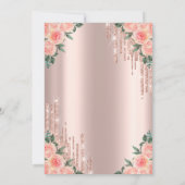 Moderne Glitter Drips Bloem Roze Goud 50ste Kaart (Achterkant)