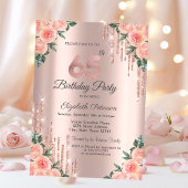 Moderne Glitter Drips Bloem Roze Goud 65e Kaart