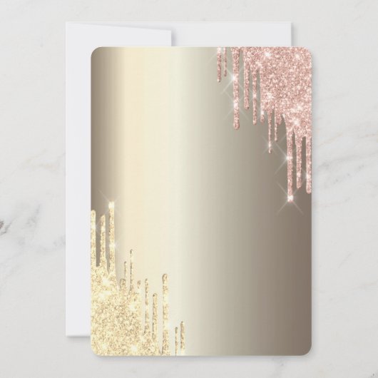 Moderne Glitter Drips Champagne Gold Sweet 16 Kaart (Achterkant)