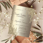 Moderne Glitter Drips Champagne Gold Sweet 16 Kaart<br><div class="desc">Een modern,  chic en glamoureus Sweet 16 met glitterdruppels op een champagneachtergrond.</div>