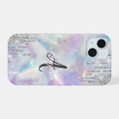 Moderne Glitter Drips Holografisch,Monogram iPhone 15 Case (Achterkant horizontaal)