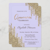 Moderne Glitter Drips Lavander Quinceañera Kaart (Voorkant / Achterkant)